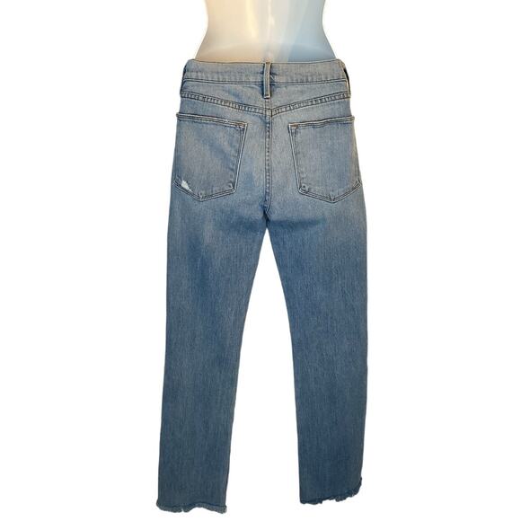 FRAME Denim Le High Straight Distressed Jeans Blue 26 or 2 Boyfriend - Picture 14 of 16